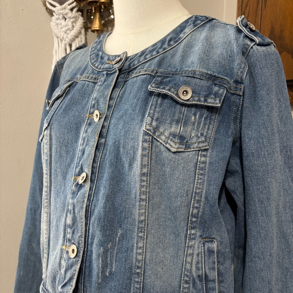Cherry Koko Blue Long Sleeve Denim Jean Jacket Size Medium - Picture 3 of 8